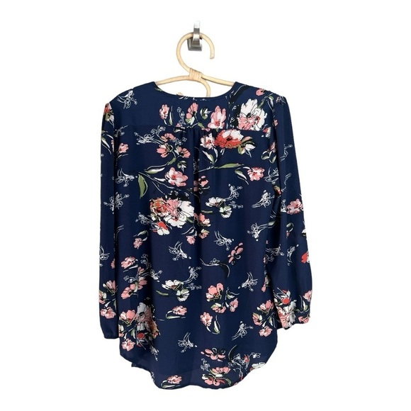 Navy Coral Floral Kenmore Splitneck Popover Blouse by Fun2Fun Stitchfix NWOT - Picture 11 of 16